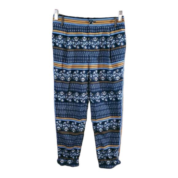 Elevenses Anthropologie Aralia Printed Knotted Cuff Cropped Pants Women's S - Picture 2 of 7